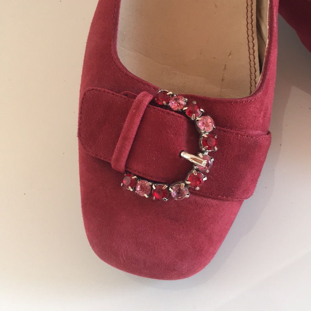 Classy Talbots Raspberry Suede Colored Stone Flats - image 2